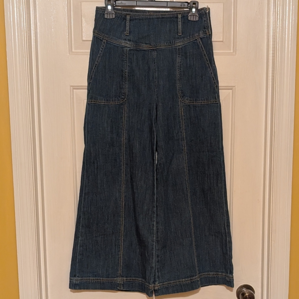 Pilcro and the Letterpress Dark Blue Wide-Leg Jeans